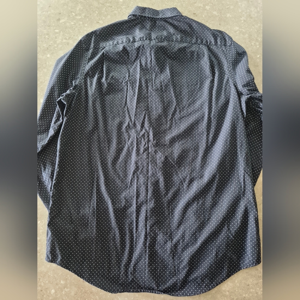 Michael Kors Mens Dress Shirt Sz L Long Sleeve Polka Dot Black Tailored Fit - Picture 10 of 11